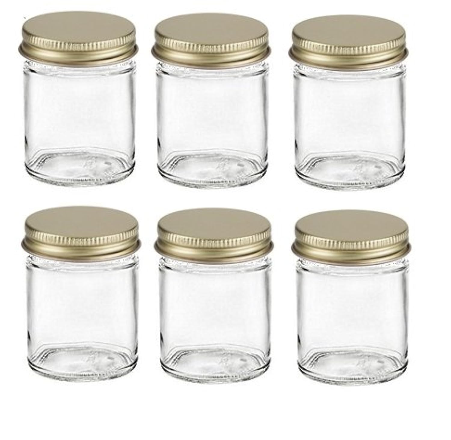 Nakpunar 2 oz Straight Sided Glass Jars with Plastisol Lined Lids (Gold, 6)