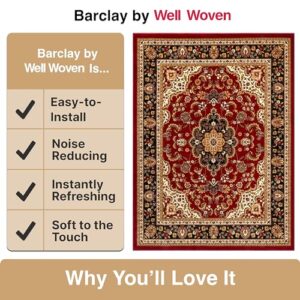 Well Woven Barclay Collection Medallion Kashan Red 5x7 Area Rug - for Living Room, Bedroom, and Dining Room