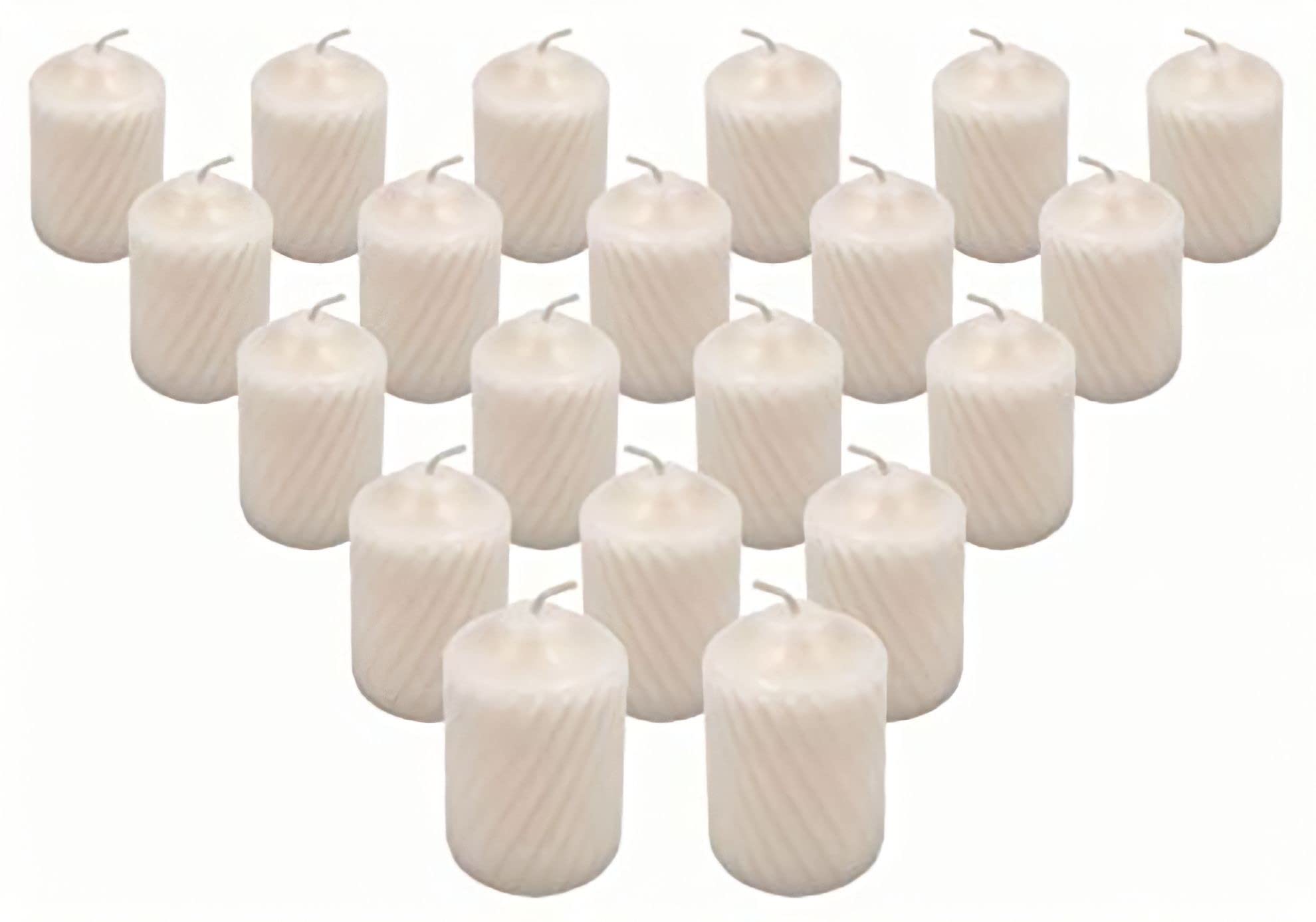 15 Hour Scented Votive Candles 20 Candles Per Box with Texured Finish (Ivory Vanilla Scent)