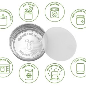 Mason Jar Lifestyle 5 Pack Stainless Steel Storage Lids with Platinum Silicone Liners for Wide Mouth Jars – Heavy Duty Caps for Mason Jars – Airtight & Leak-Proof Design