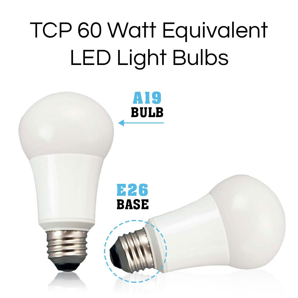 TCP LA927KND6 LED Light Bulbs 60 Watt Equivalent | Energy Efficient (9W) Non-Dimmable A19 Shape E26 medium base, Pack of 6, Soft White, 6 Lamps