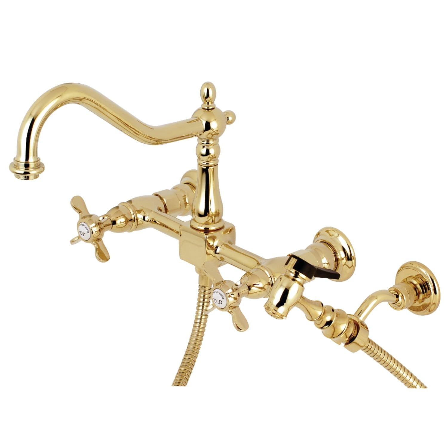 Kingston Brass KS7755ALBS+ English Country Kitchen Faucet with Brass Sprayer, Oil Rubbed Bronze Finish