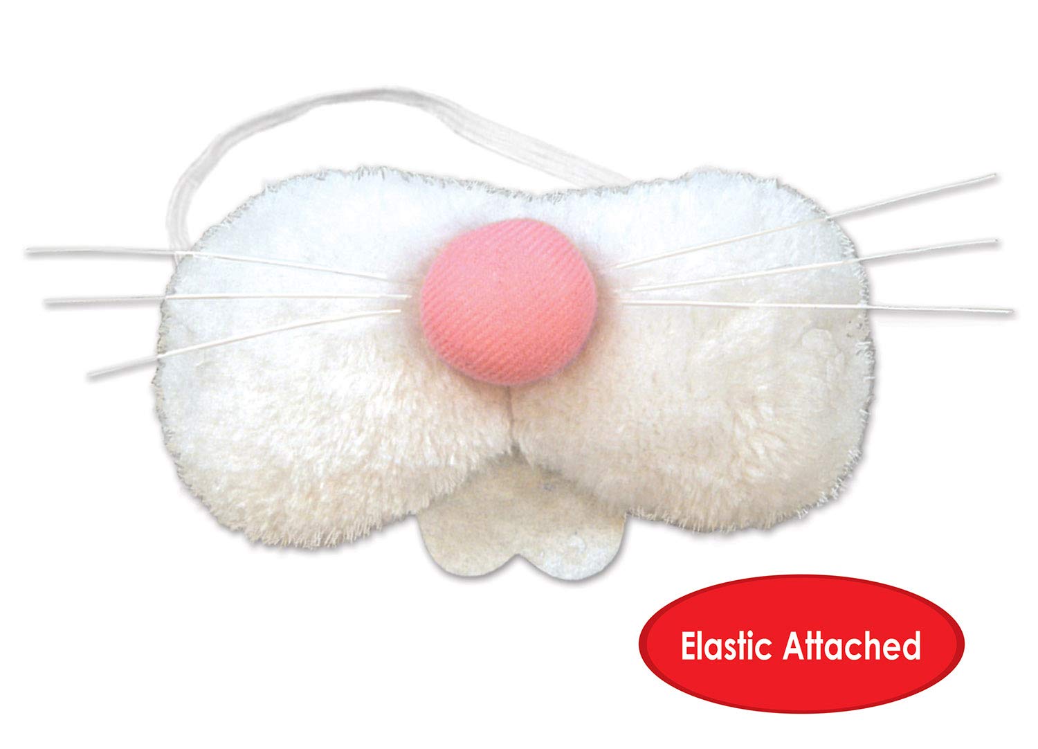 Beistle Plush Fabric Bunny Nose Easter Party Supplies, Halloween Costume Acessory, 5.75", White/Pink