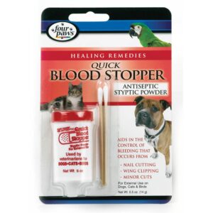 four-paws 4 pack of quick blood stopper kits, 0.5 ounces each, antiseptic styptic powder and swabs for dogs, cats and birds