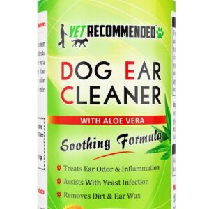 Vet Recommended Dog Ear Cleanser with Natural Aloe Vera for Dog Ear Cleaning (8oz/240ml).