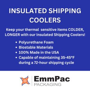 EmmChill SF14A Insulated Shipping Cooler, 14" x 14" x 14" (Inside 11" x 11" x 11")