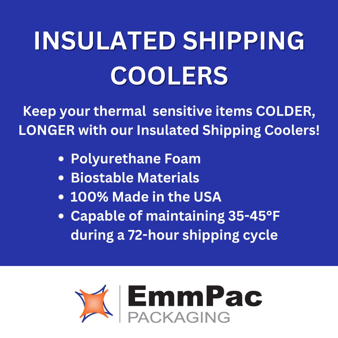 EmmChill SF14A Insulated Shipping Cooler, 14" x 14" x 14" (Inside 11" x 11" x 11")