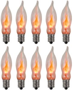 creative hobbies a101 flicker flame light bulb -3 watt, 130 volt, e12 candelabra base, flame shaped, nickel plated base,- dances with a flickering orange glow -wholesale box of 10 bulbs