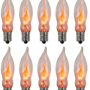 Creative Hobbies A101 Flicker Flame Light Bulb -3 Watt, 130 Volt, E12 Candelabra Base, Flame Shaped, Nickel Plated Base,- Dances with a Flickering Orange Glow -Wholesale Box of 10 Bulbs