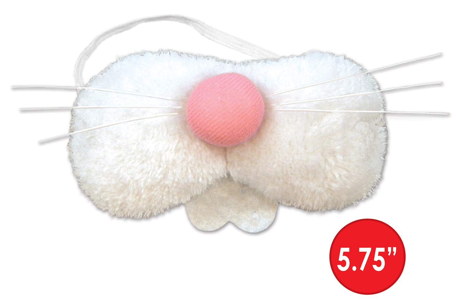 Beistle Plush Fabric Bunny Nose Easter Party Supplies, Halloween Costume Acessory, 5.75", White/Pink