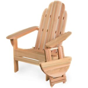 All Things Cedar FA20-Set Adirondack 2-Piece Cedar Folding Chair and Table Outdoor Set | Untreated Western Red Cedar | Handcrafted with Sanded Finish | Portable for Patio, Lawn, Beach, or Wilderness