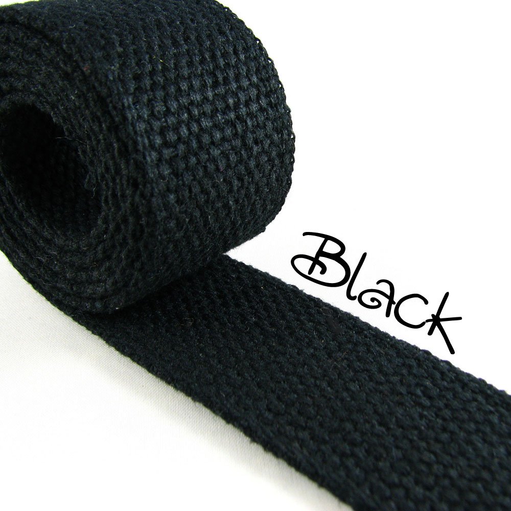 5 Yard Cotton Webbing - 1 1/4" Medium Heavy Weight - Black