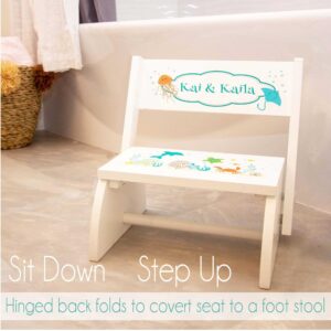 My Bambino Personalized Train Wood Step Stool Bench Seat