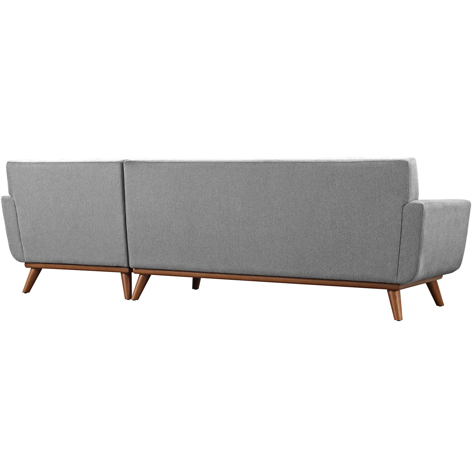 Modway Engage Right Facing Sectional Sofa in Mid-Century Modern Upholstered Fabric Expectation Gray