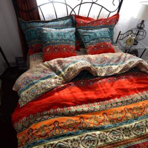 Dodou Boho Style Bedding Set Boho Duvet Cover Set Bohemian Bedding Set 3psc (Queen)