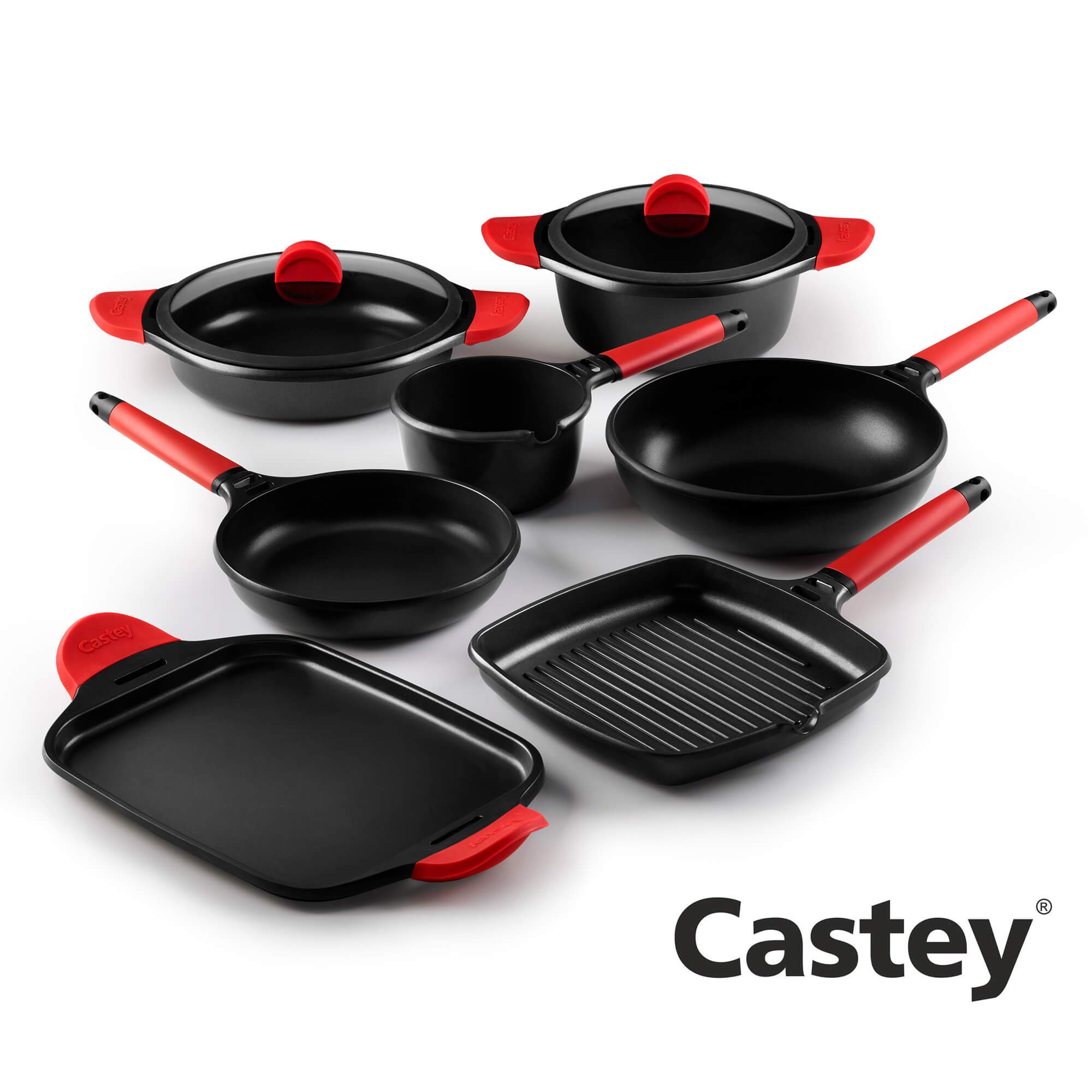 Castey Induction Frying Pan, Red 26 cm