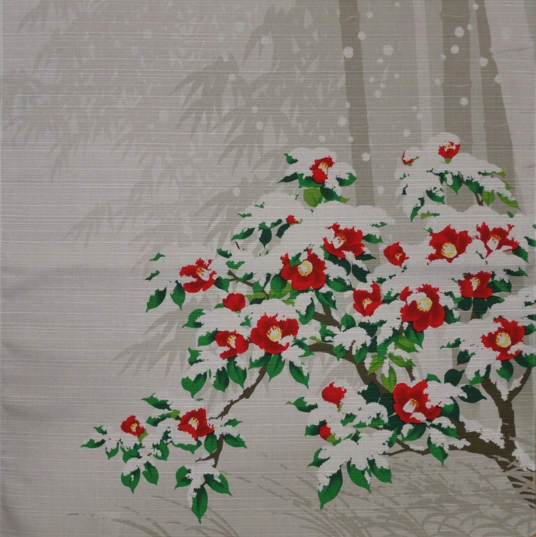 Furoshiki Wrapping Cloth Camellia Blanketed in Snow Motif Japanese Fabric 50cm