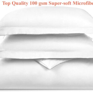 Tektrum 3 Piece 3pc Duvet Cover Set with Button Enclosure - 1800 Supreme Collection Super Soft Hotel Luxury Durable 100 GSM Brushed Microfiber, Wrinkle & Fade Resistant - White, Queen Size