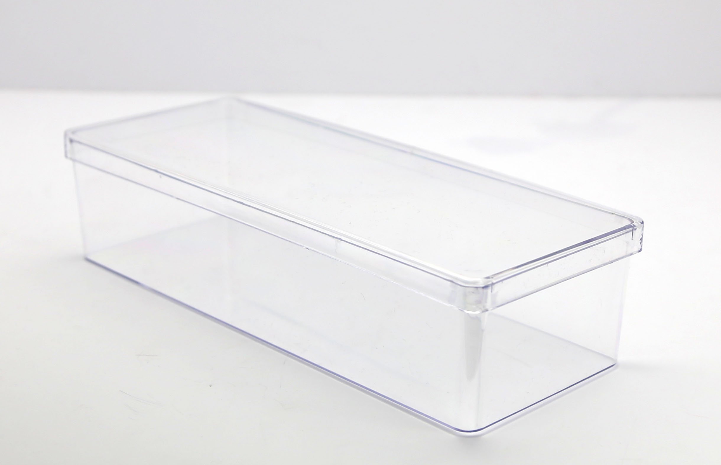 Clear Plastic Box - 9 1/2"L x 3 9/16" W x 2 1/4" H - 4 Boxes Per Pack