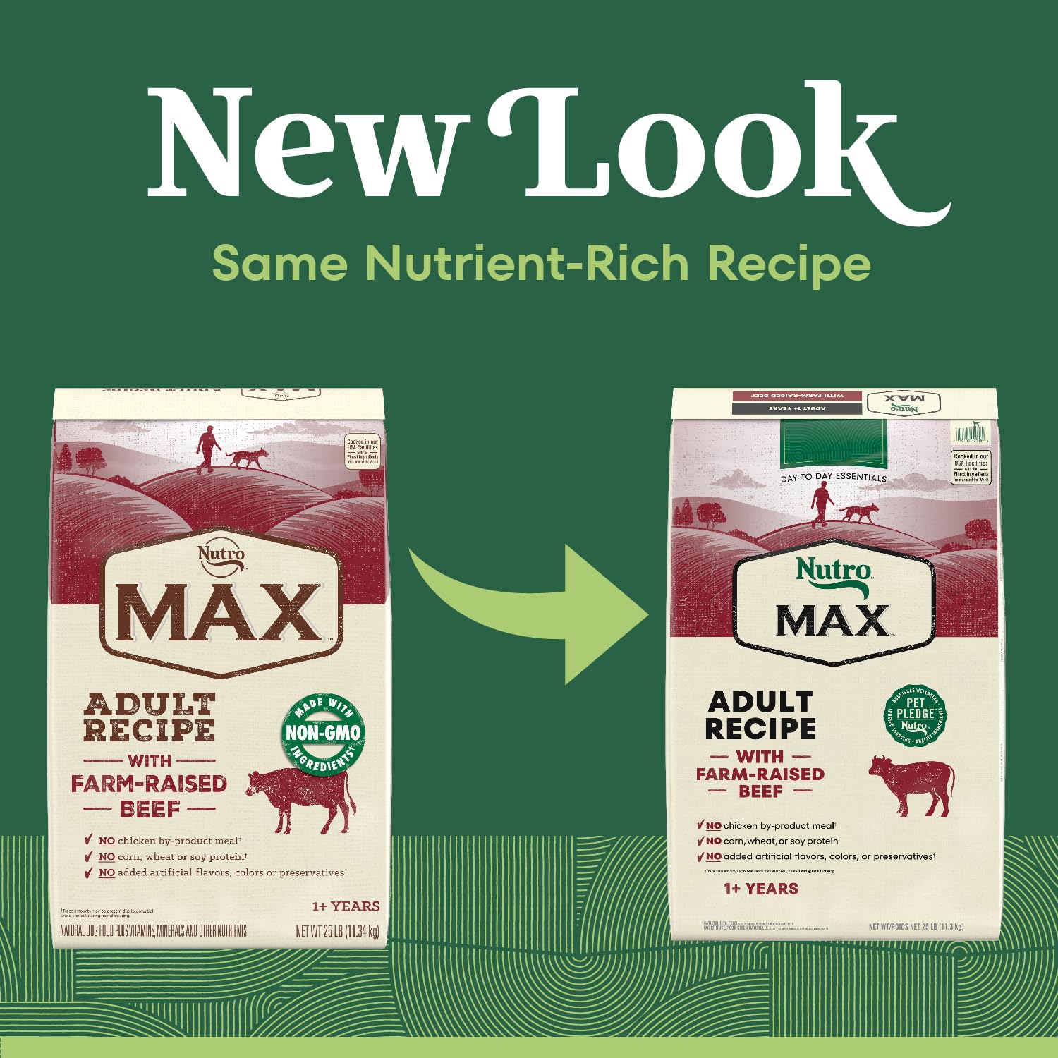 NUTRO MAX Adult Recipe Dry Dog Food With Farm Raised Beef, 25 LB Bag