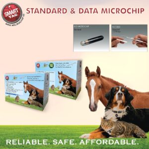 SMART TAG ISO Data Microchip with Lifetime Pet Recovery Service/24-7 US Call Center/Free Registration, Implanter & Metal ID Tag for Dogs, Cats, Horses & All Animals, 12 Gauge/25 Pack