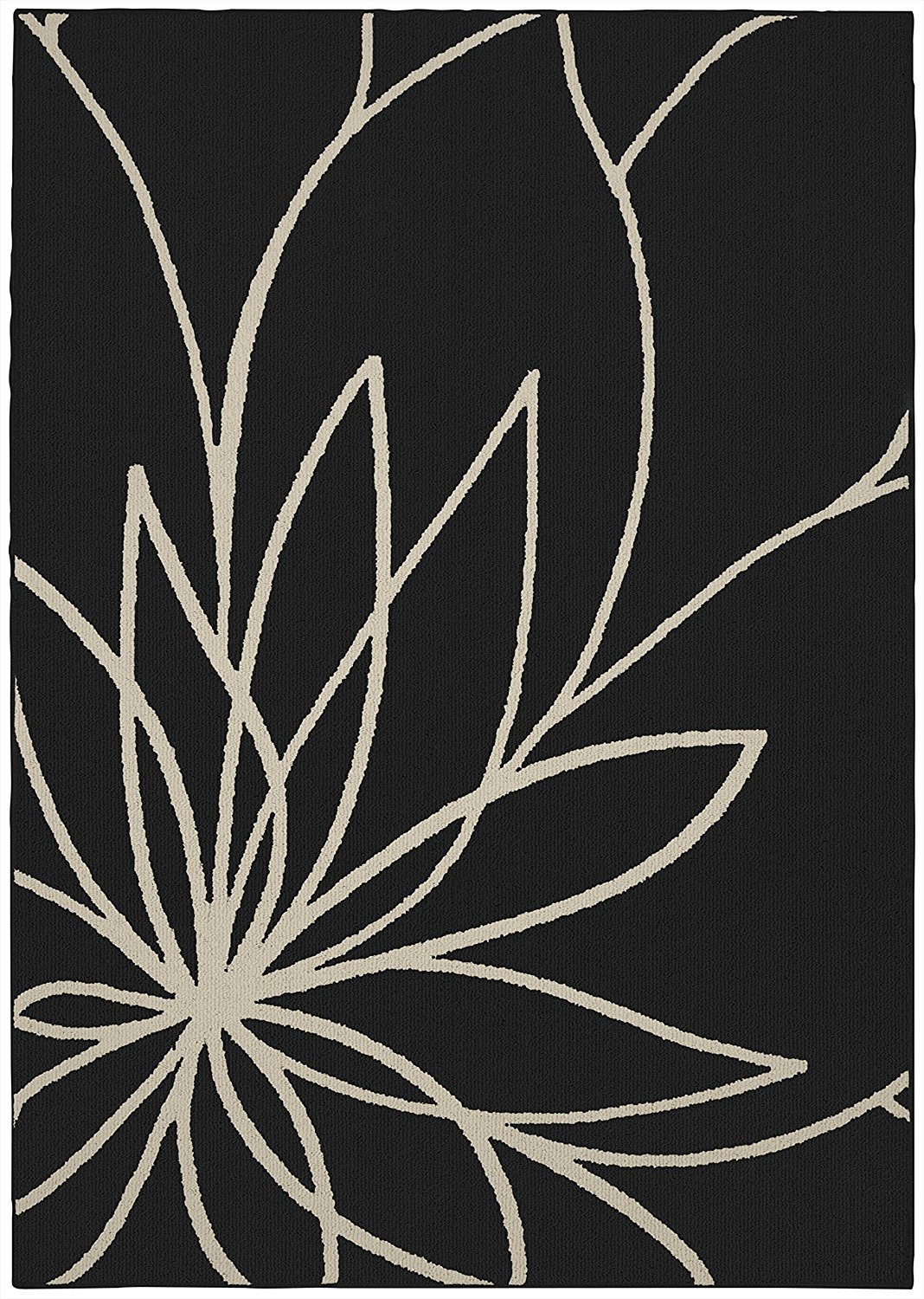 Garland Rug Grand Floral Area Rug, 5 x 7, Black/Ivory