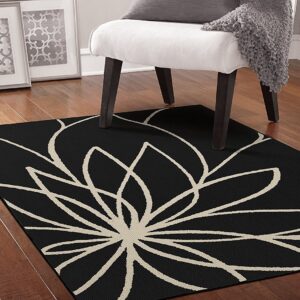 Garland Rug Grand Floral Area Rug, 5 x 7, Black/Ivory