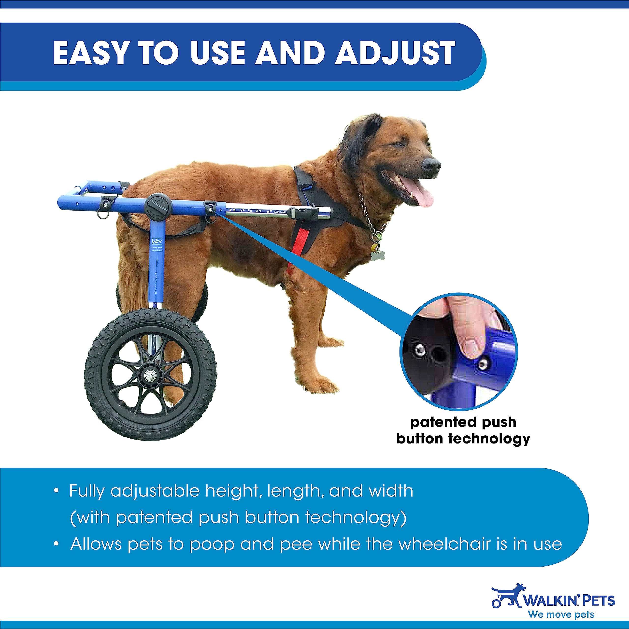 Walkin' Wheels Dog Wheelchair - for Large Dogs 70-180 Pounds - Veterinarian Approved - Dog Wheelchair for Back Legs