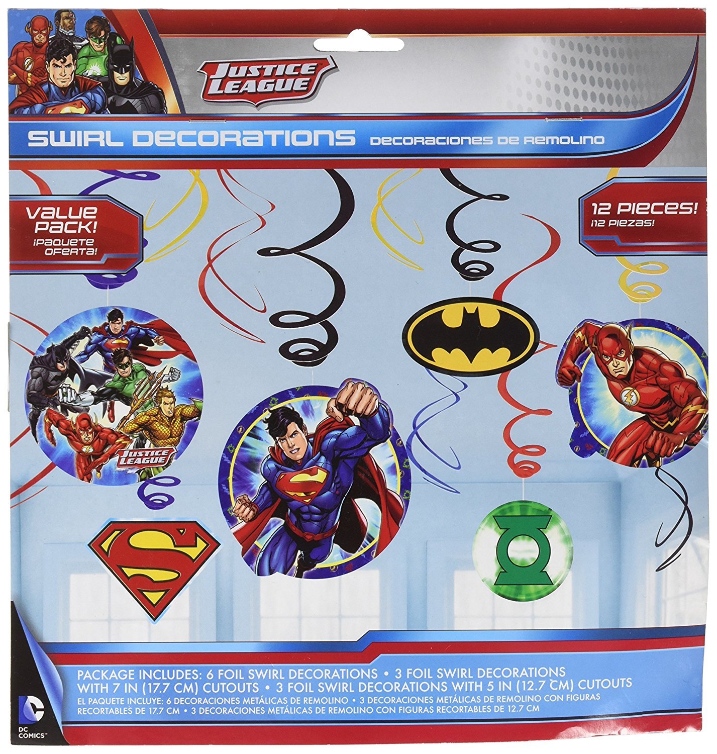 Justice League™ Foil Swirl Value Pack Decorations, Party Favor