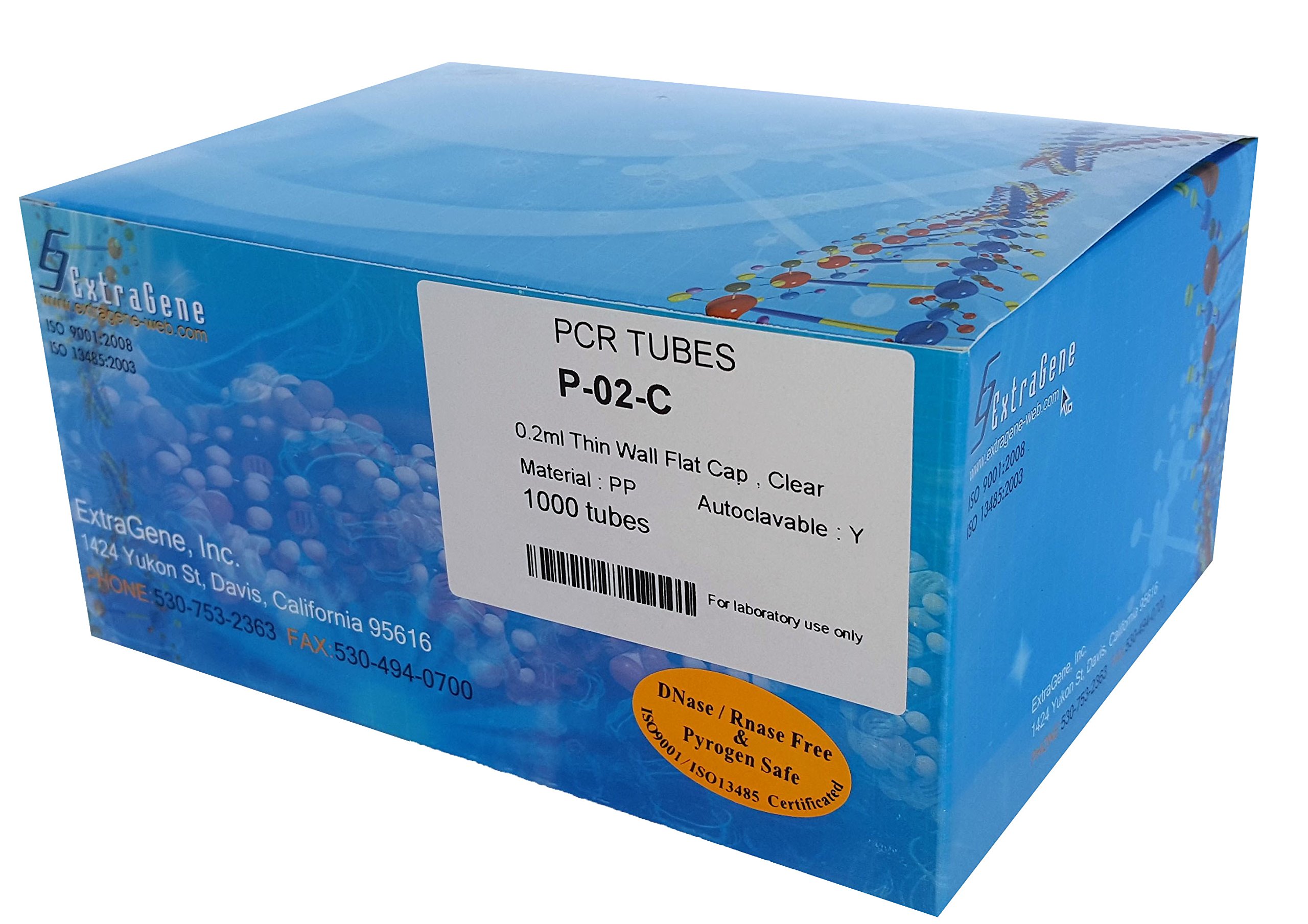 Extragene™ 0.2 ml PCR Tube Flat Caps, Ultra Thin Wall, DNase and RNase Free, 1,000/Case