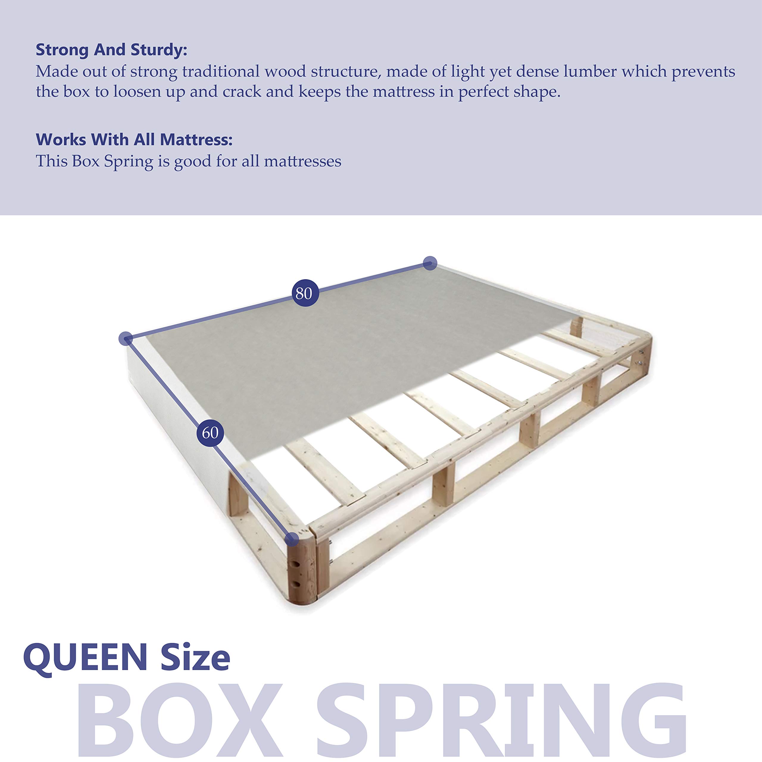 Spinal Solution 8-inch Wood Split Traditional Box Spring/Foundation for Mattress Set, Queen, 13