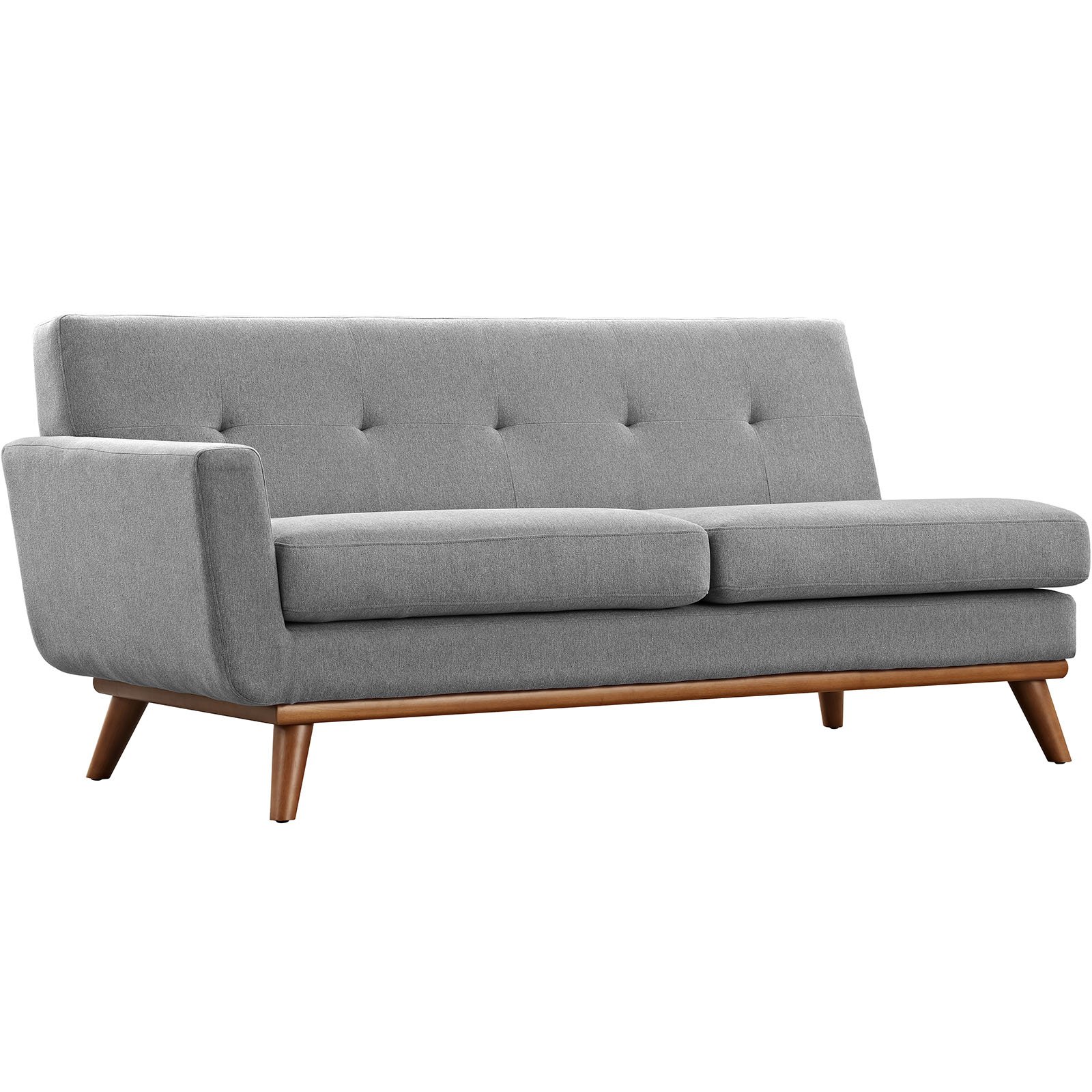 Modway Engage Right Facing Sectional Sofa in Mid-Century Modern Upholstered Fabric Expectation Gray