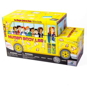 the magic school bus:human body lab by horizon group usa,homeschool stem kit,includes hands-on educational manual,experiment cards,plastic human skeleton,data notebook,hinge joint model & more ,yellow