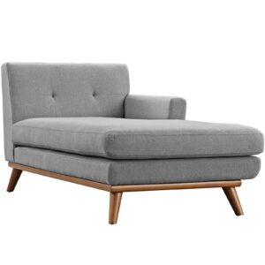 Modway Engage Right Facing Sectional Sofa in Mid-Century Modern Upholstered Fabric Expectation Gray