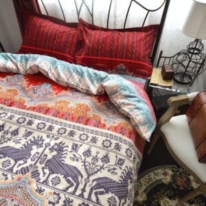 Dodou Boho Style Bedding Set Boho Duvet Cover Set Bohemian Bedding Set 3pcs Queen (No Comforter Insert)