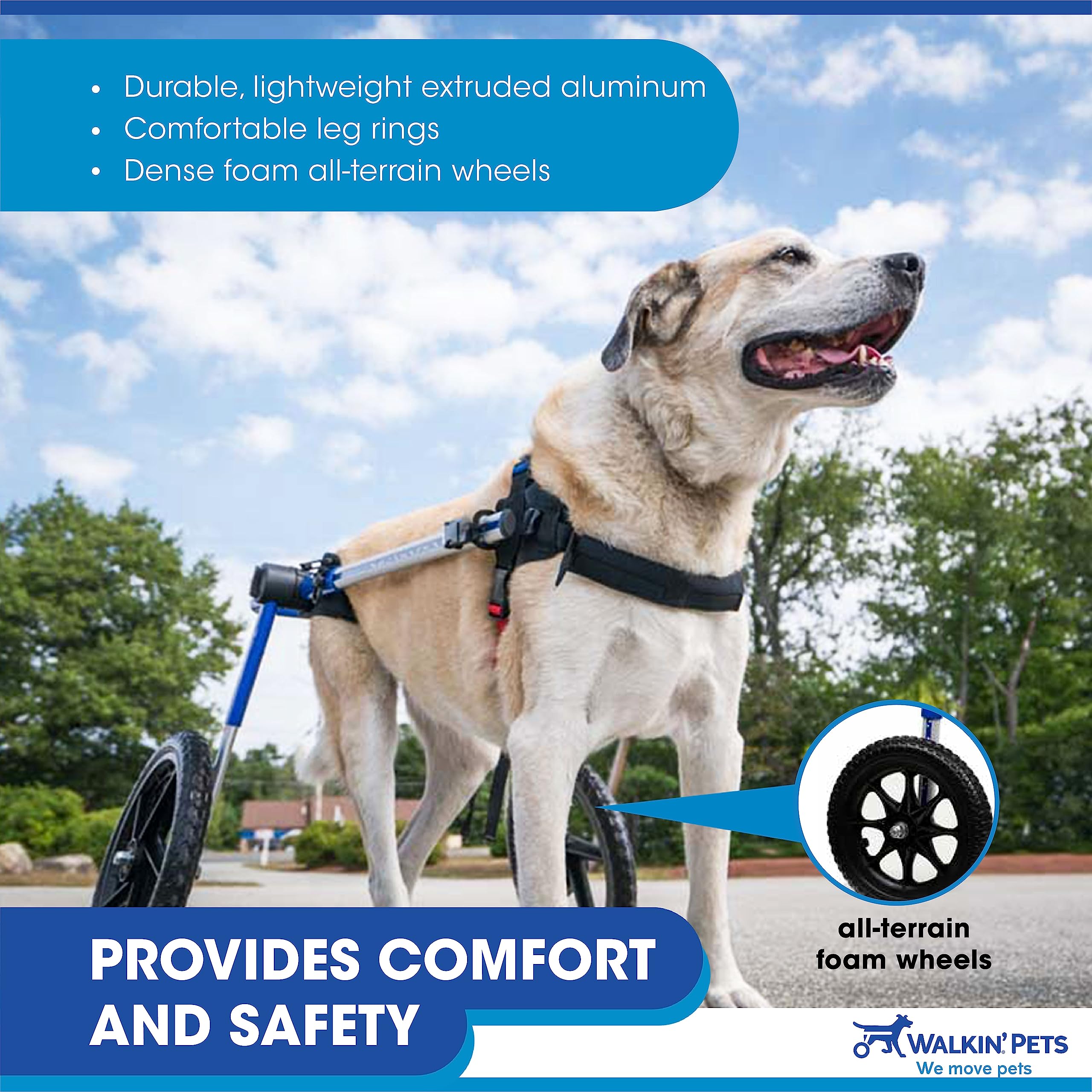 Walkin' Wheels Dog Wheelchair - for Large Dogs 70-180 Pounds - Veterinarian Approved - Dog Wheelchair for Back Legs