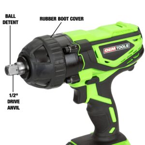 OEMTOOLS 24481 20V Max Impact Wrench with 1/2 Inch Drive Anvil, Lithium-Ion Battery, Rechargeable Impact Gun, Powerful Motor, 260 Ft/Lbs. Tightening Torque