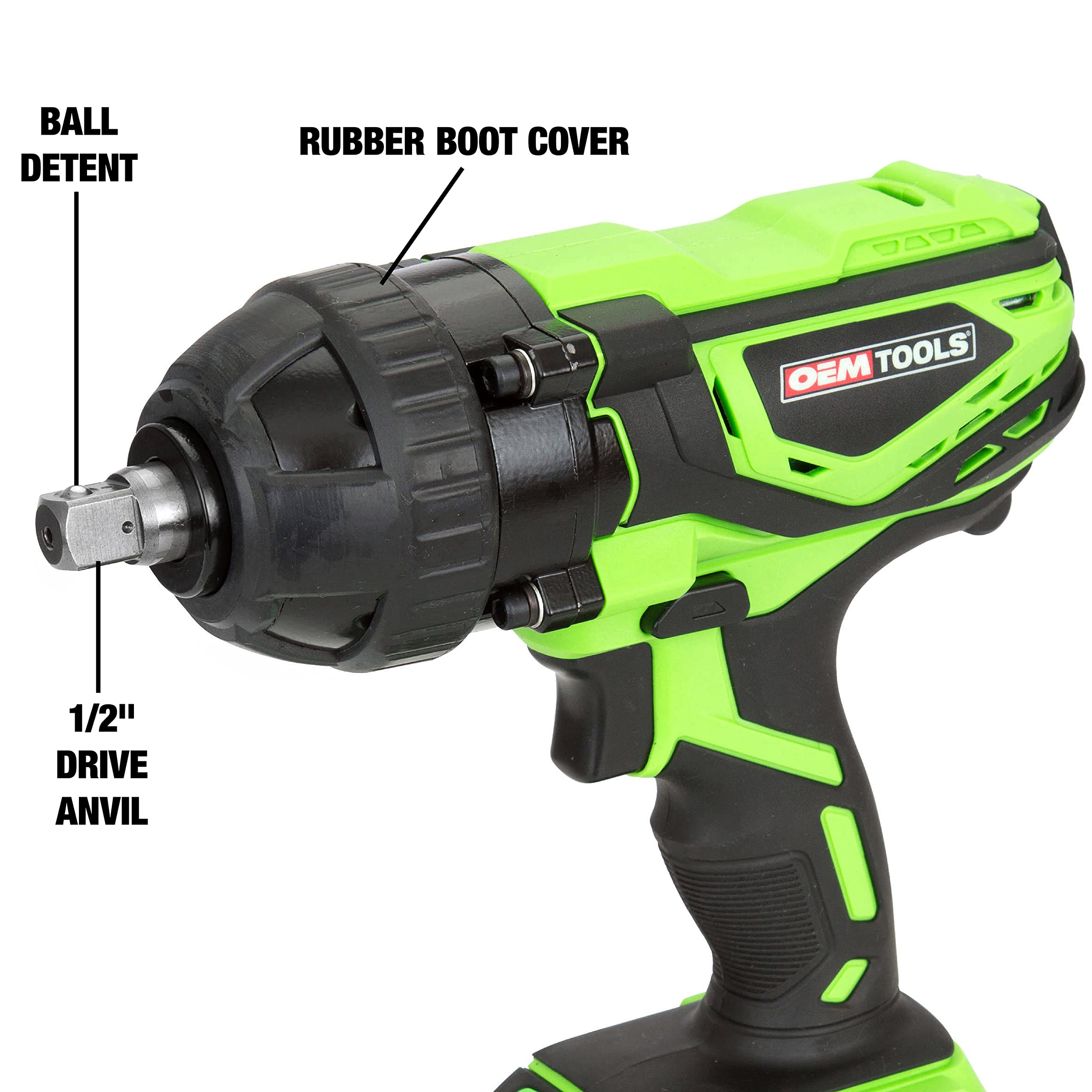 OEMTOOLS 24481 20V Max Impact Wrench with 1/2 Inch Drive Anvil, Lithium-Ion Battery, Rechargeable Impact Gun, Powerful Motor, 260 Ft/Lbs. Tightening Torque