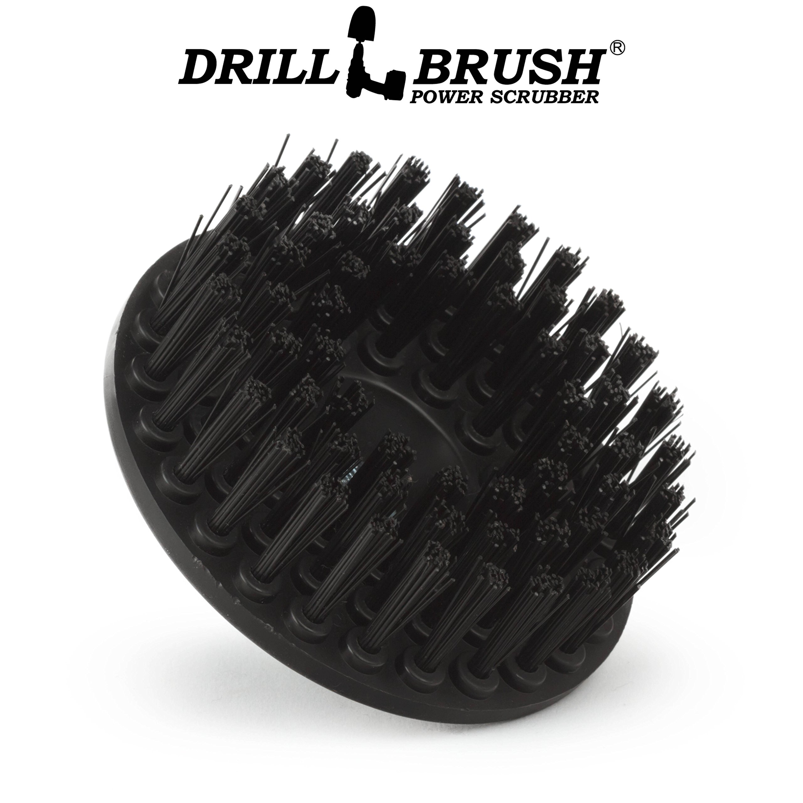 Industrial 5-Inch Threaded 5/16x24 Ultra Stiff Drill Scrub Brush - Dual Action Polisher - Electric Power Drill Brush Attachment - Contractor Cleaning Supplies - Electric Spin Scrubber for Oil Stains