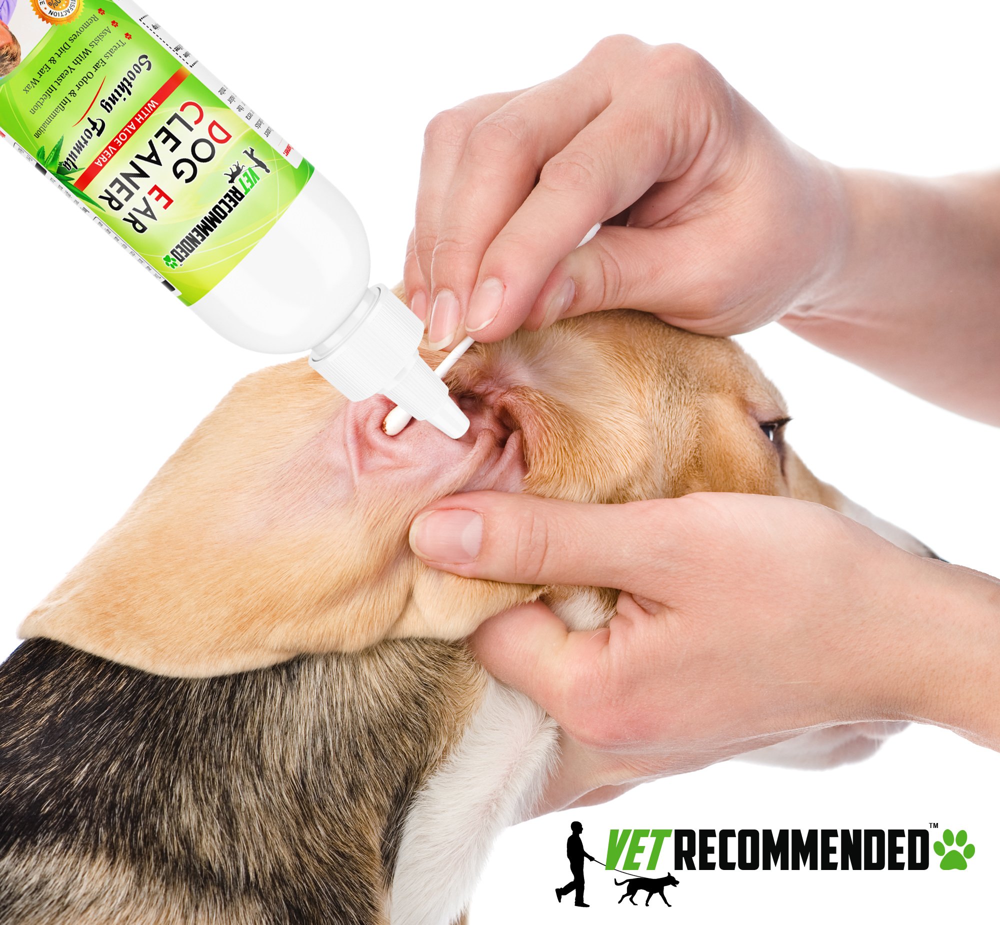 Vet Recommended Dog Ear Cleanser with Natural Aloe Vera for Dog Ear Cleaning (8oz/240ml).