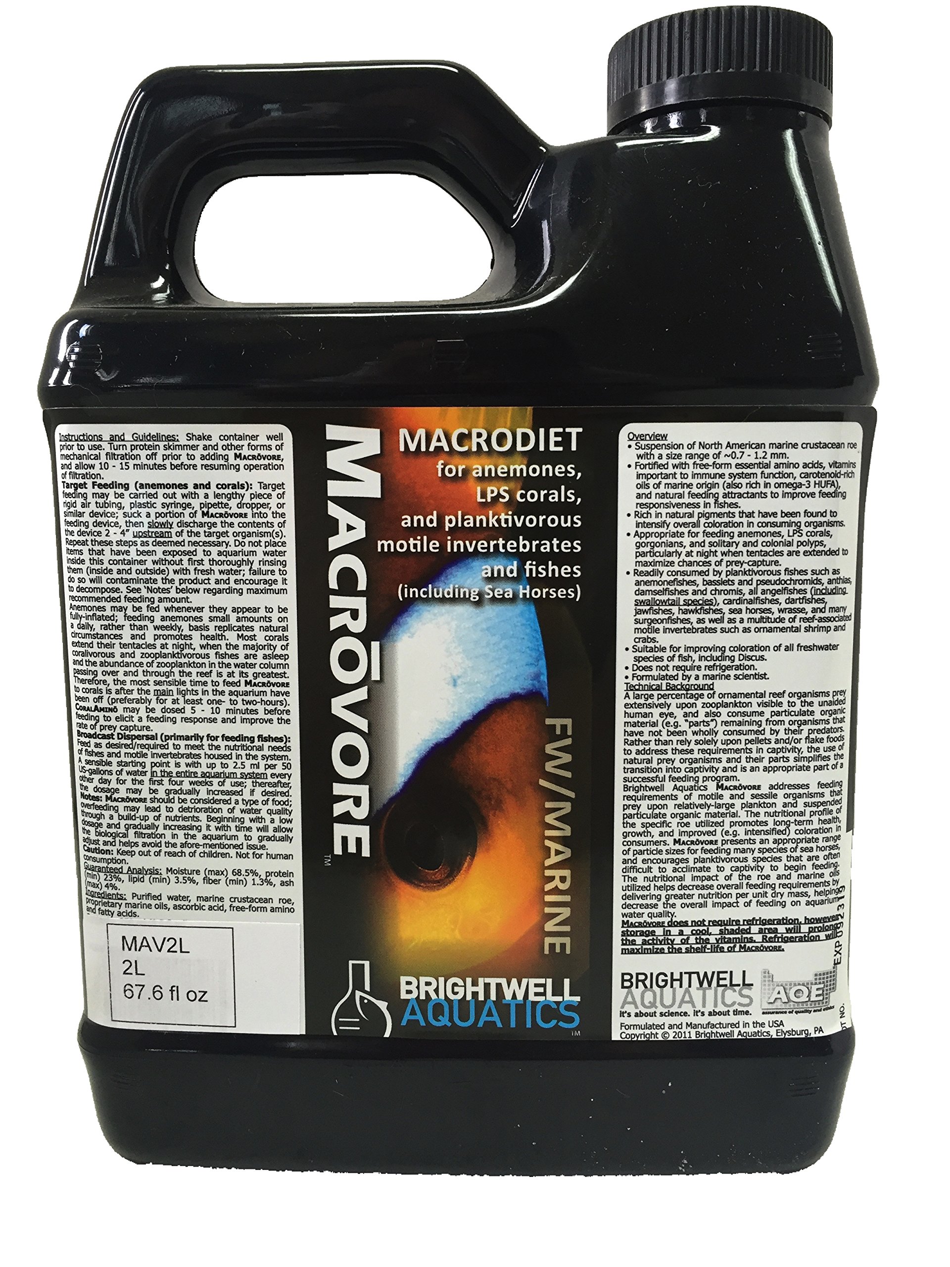 Brightwell Aquatics Macrovore - Food for Anemones, LPS Corals & Planktivorous Motile invertebrates & Fishes, 2 Liter