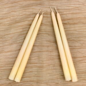 100% Natural Beeswax Taper Candles | Light Yellow | Dinner Candles | Drip-Resistant (12-PK Beeswax Tapers)