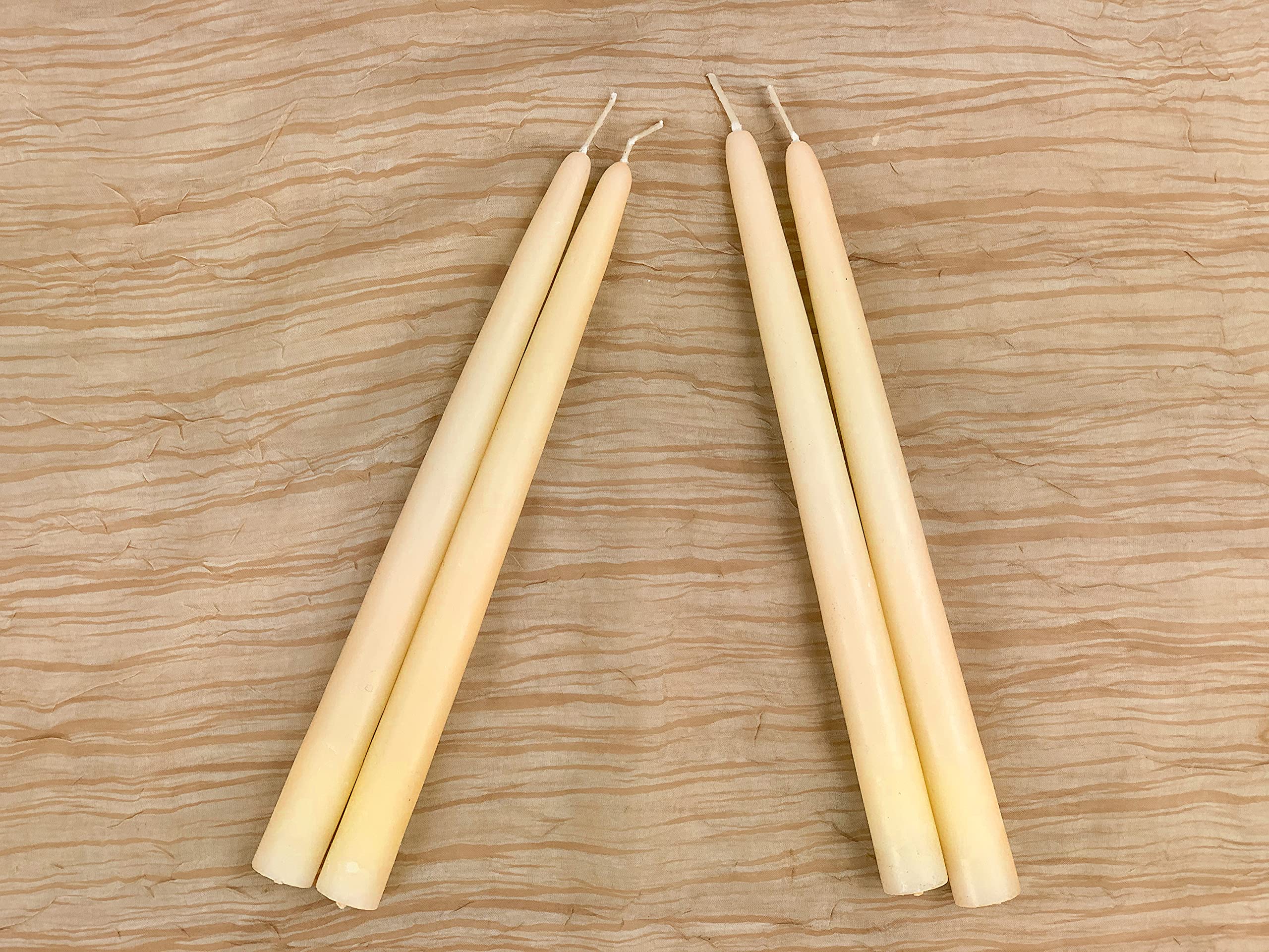 100% Natural Beeswax Taper Candles | Light Yellow | Dinner Candles | Drip-Resistant (12-PK Beeswax Tapers)