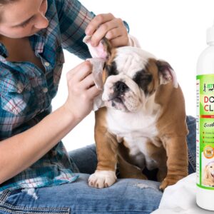 Vet Recommended Dog Ear Cleanser with Natural Aloe Vera for Dog Ear Cleaning (8oz/240ml).