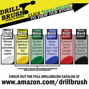 Industrial 5-Inch Threaded 5/16x24 Ultra Stiff Drill Scrub Brush - Dual Action Polisher - Electric Power Drill Brush Attachment - Contractor Cleaning Supplies - Electric Spin Scrubber for Oil Stains