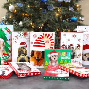 Iconikal Printed Gift Boxes for Christmas, Shirt, Robe, Lingerie, Hat, Gloves, Santa Paws Pets Design, 3-Sizes, Small, Medium and Large 10-Pack