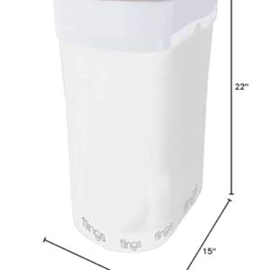 Flings® Bin Disposable Trash Can for Parties - 13 Gallon Plastic Pop Up Garbage Can (1 Pc) Perfect Solution for Waste at Events and Parties - White