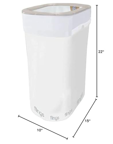 Flings® Bin Disposable Trash Can for Parties - 13 Gallon Plastic Pop Up Garbage Can (1 Pc) Perfect Solution for Waste at Events and Parties - White