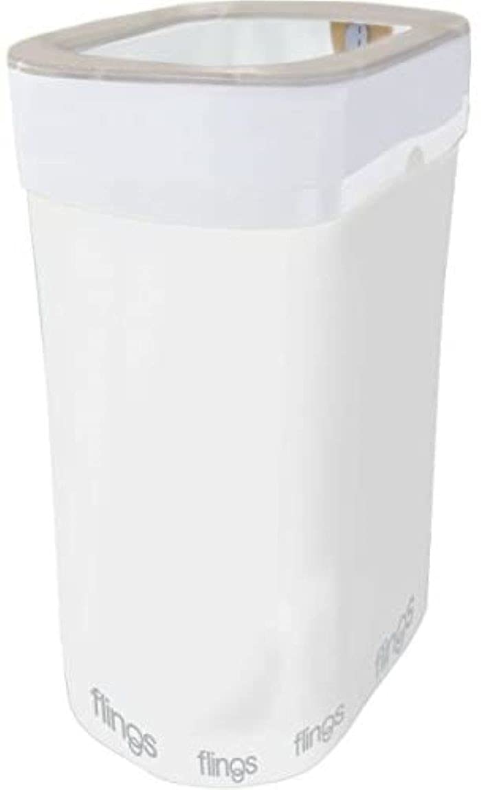 Flings® Bin Disposable Trash Can for Parties - 13 Gallon Plastic Pop Up Garbage Can (1 Pc) Perfect Solution for Waste at Events and Parties - White