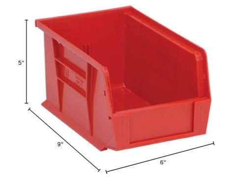 Quantum QUS221 Plastic Storage Stacking Ultra Bin, 9-Inch by 6-Inch by 5-Inch, Red, Case of 12 by Quantum Storage Systems